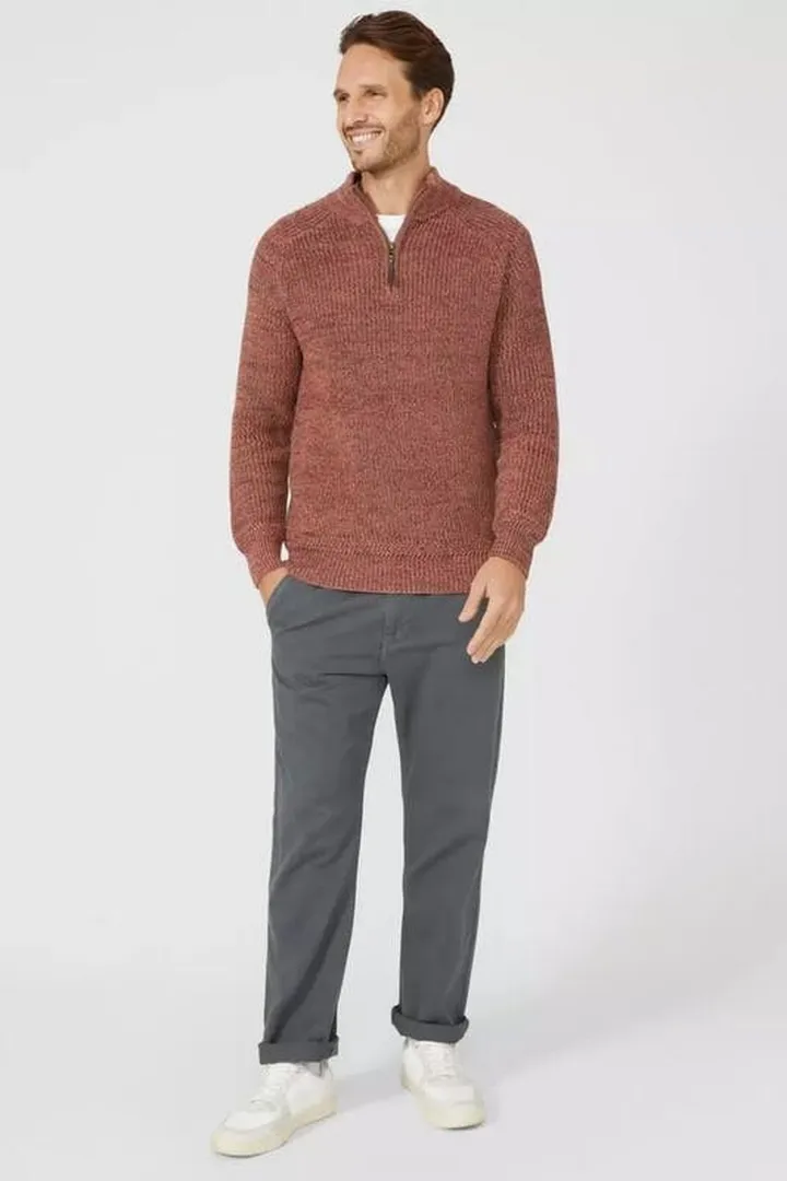 Mantaray Mens Twist Half Zip Sweater - Dark Pink