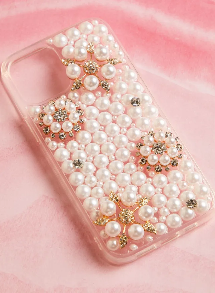 White Pearl Bling iPhone 12 Pro Max Case
