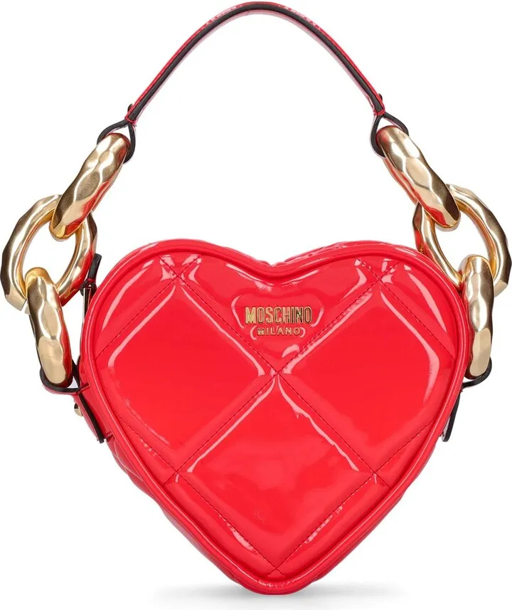 Padded chain heart shoulder bag