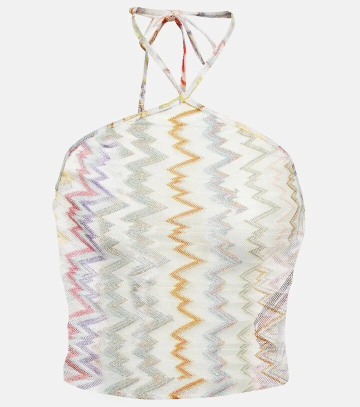 Zig-zag halterneck crop top