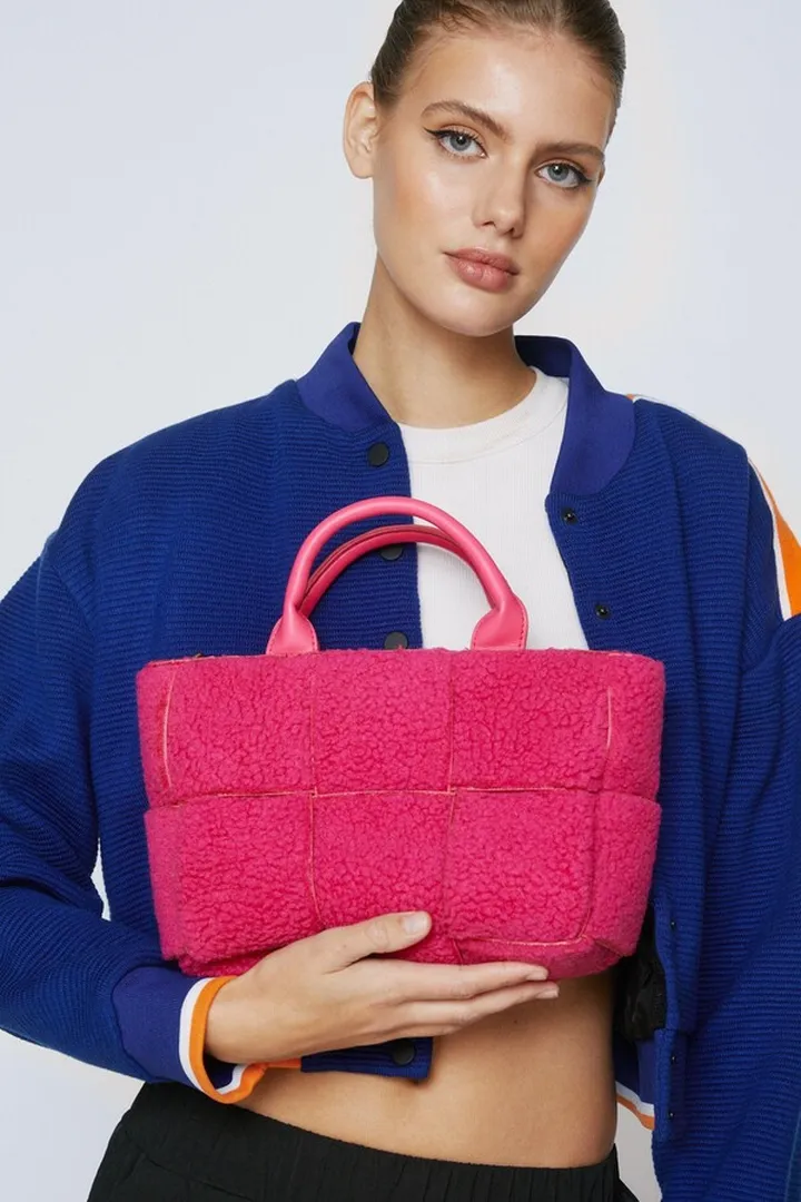 Nasty Gal Womens Faux Teddy Woven Day Bag
