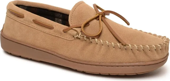 Minnetonka Men's Plaid Lined Hard Sole Moccasin Slippers Men's Shoes