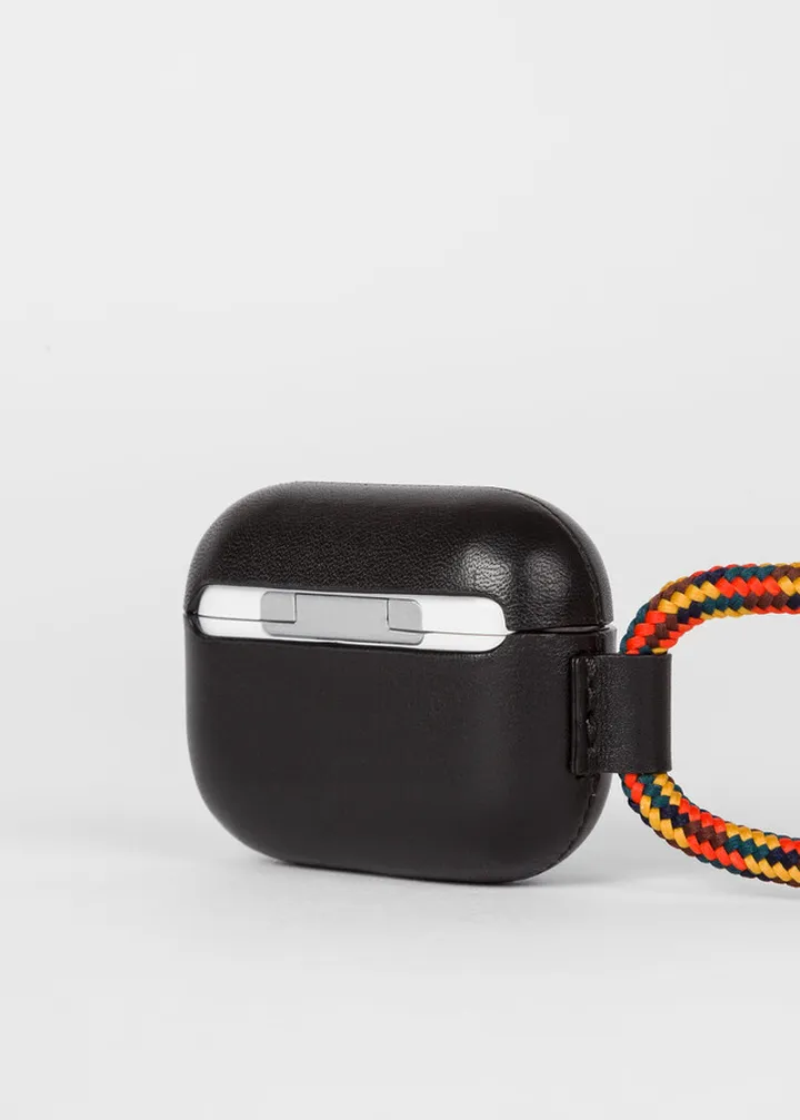 Paul Smith X Native Union - Black Leather AirPod Pro Case With Rope Lanyard