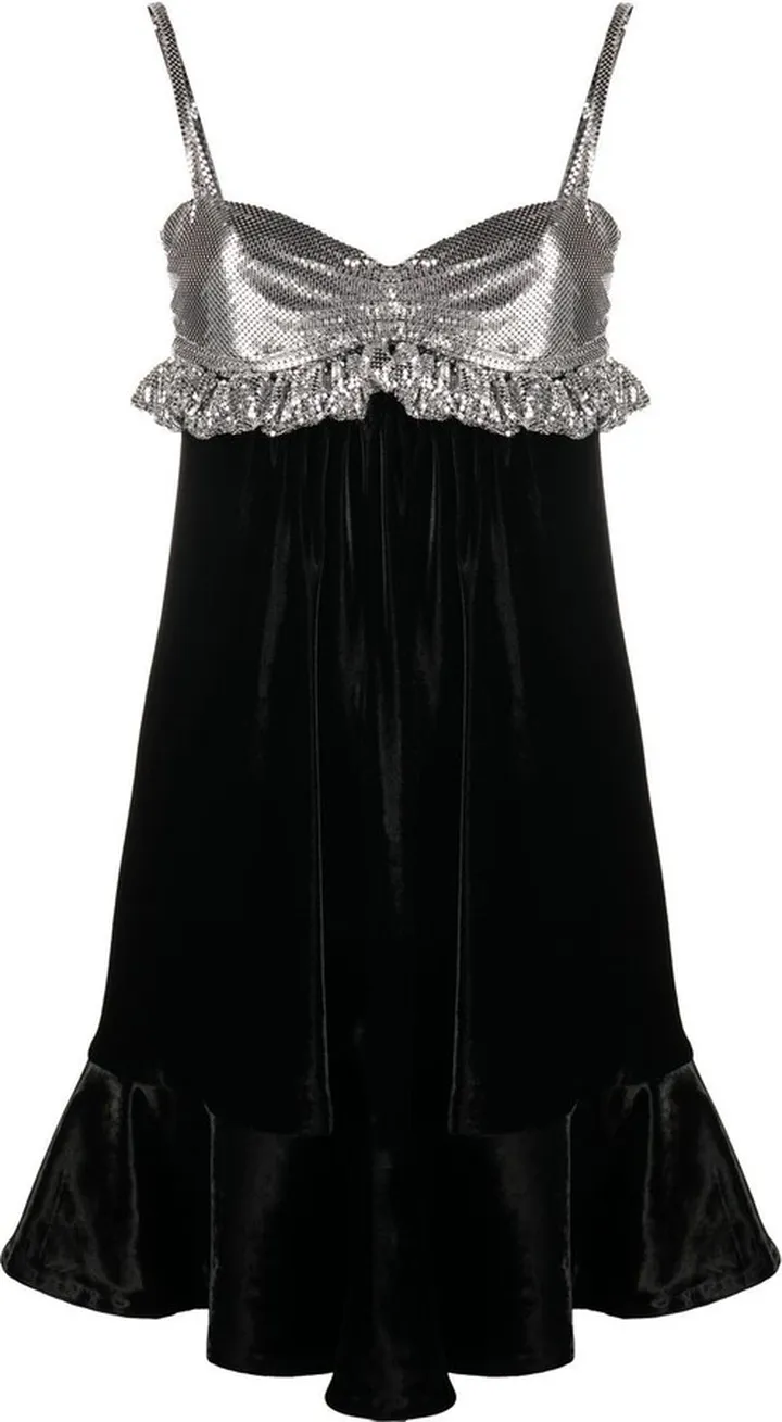 Two-Tone Velvet Minidress