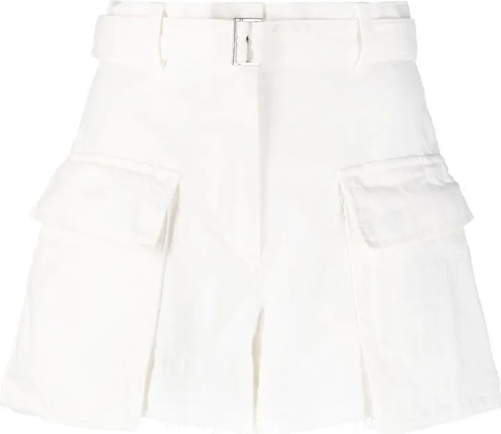 Belted Denim Cargo Shorts