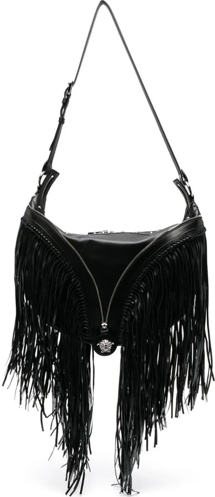 Black Fringed Repeat Shoulder Bag