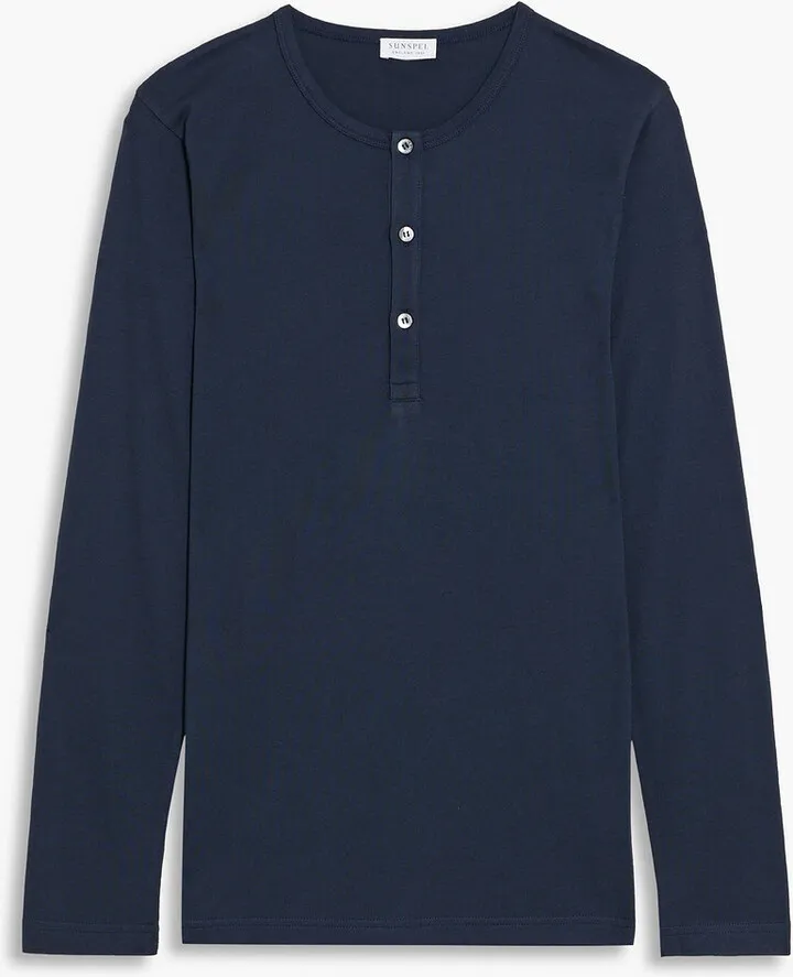 Cotton and modal-blend jersey Henley T-shirt