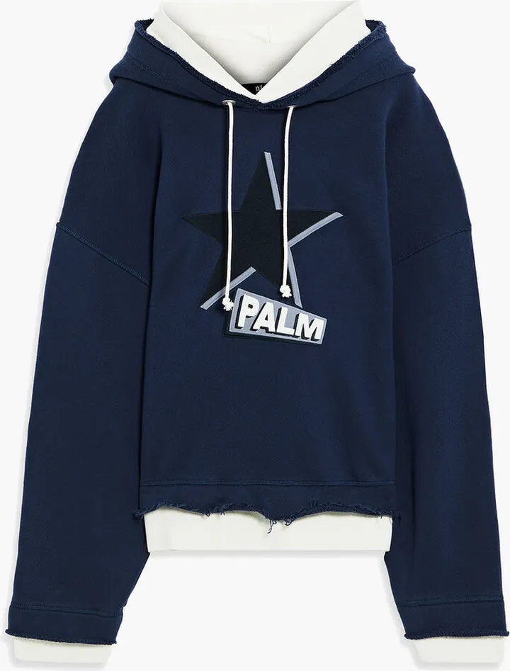 Layered appliquéd French cotton-terry hoodie