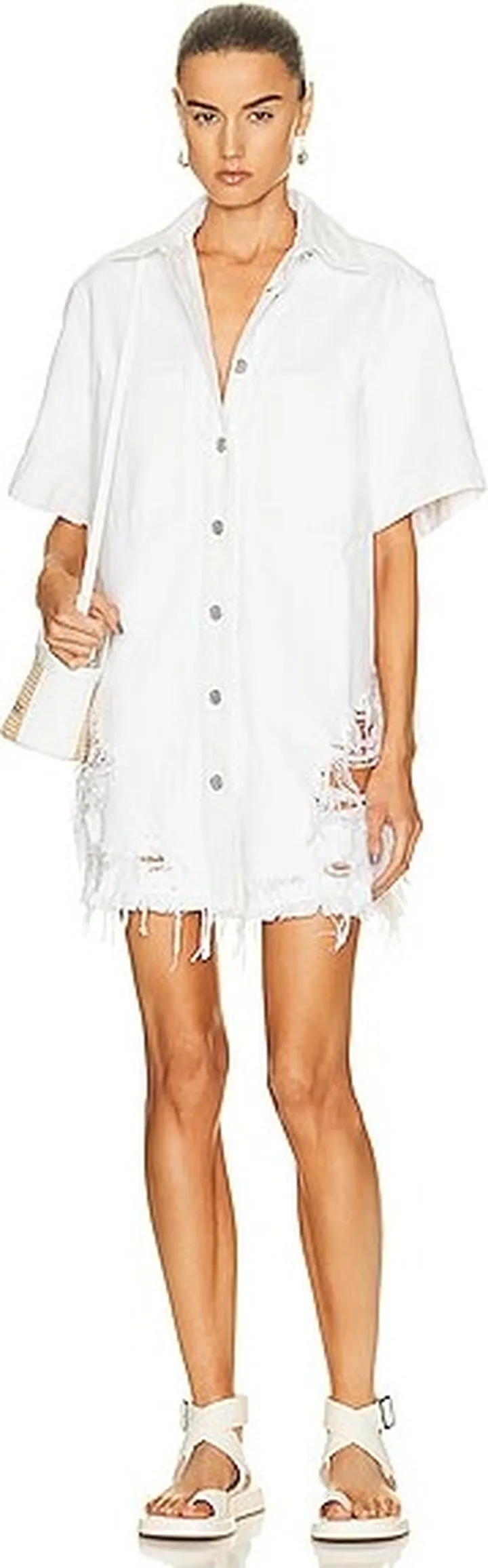 Stella McCartney Distressed Denim Shirt in White