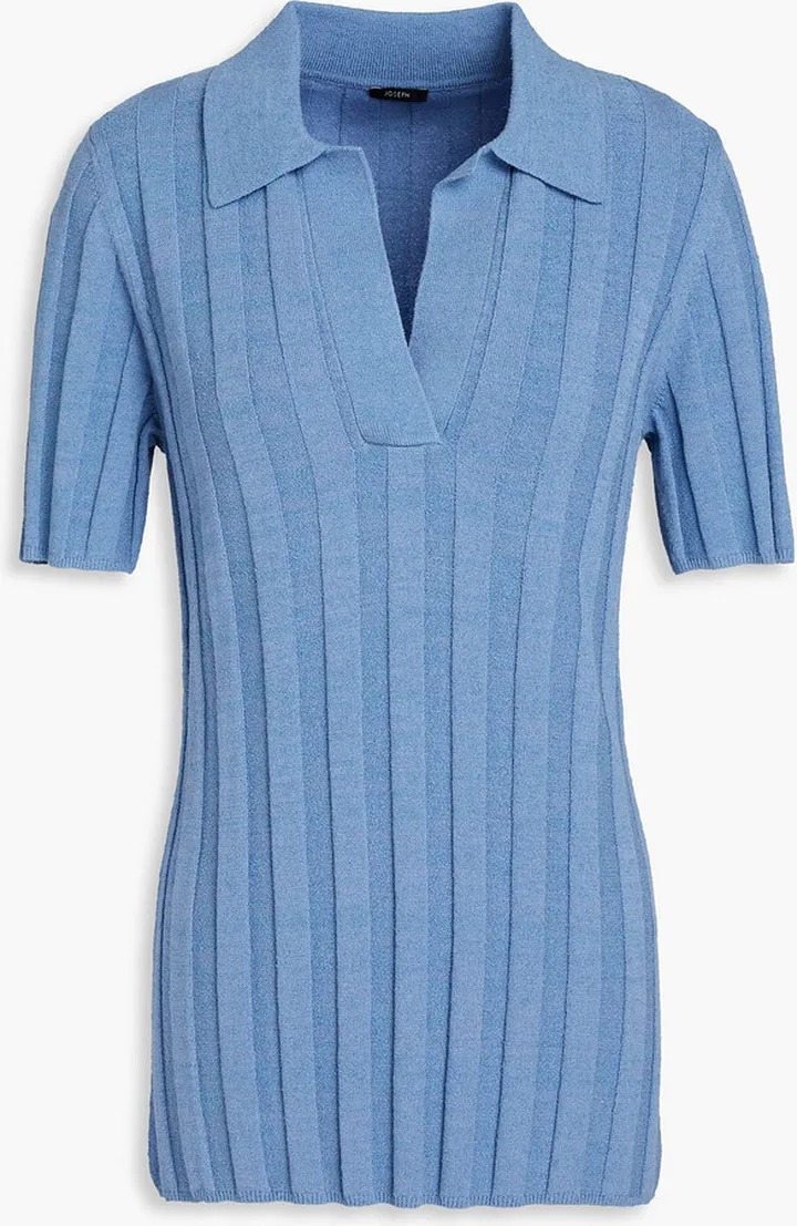 Ribbed-knit polo shirt