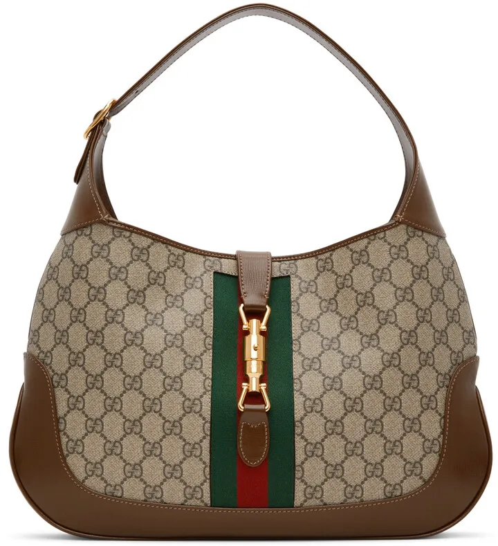 Gucci Beige & Brown Medium GG Jackie 1961 Bag