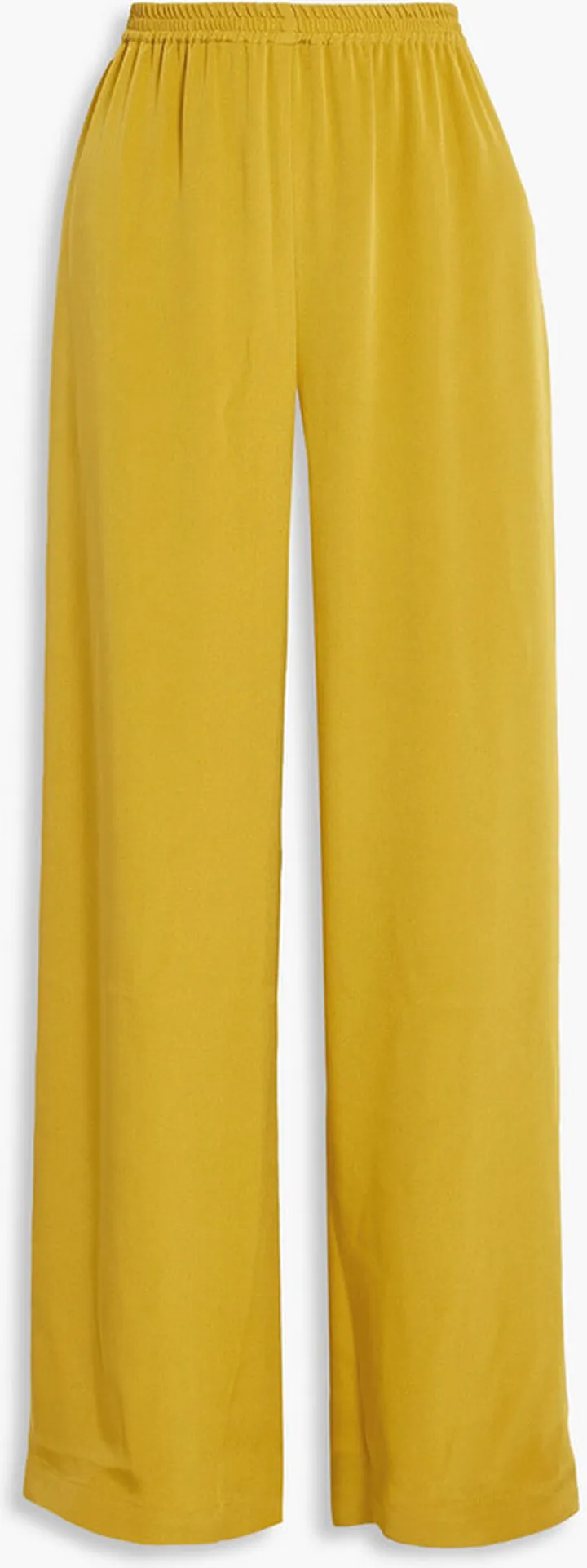 Silk-satin crepe wide-leg pants