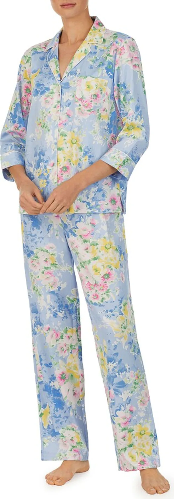 Floral Print Cotton Blend Pajamas