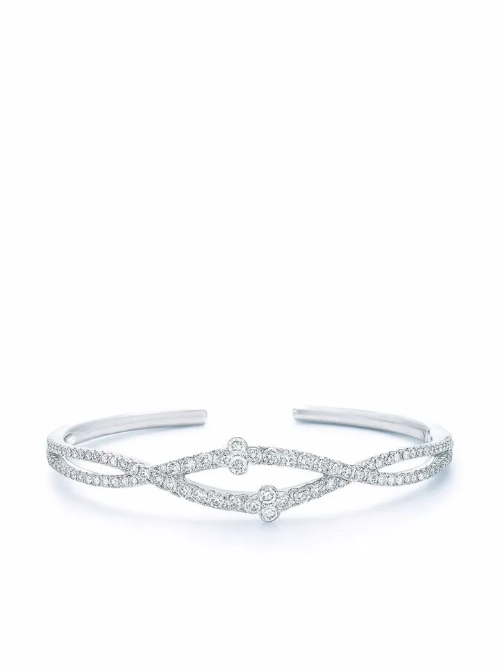 18kt white gold Entwine diamond cuff bangle
