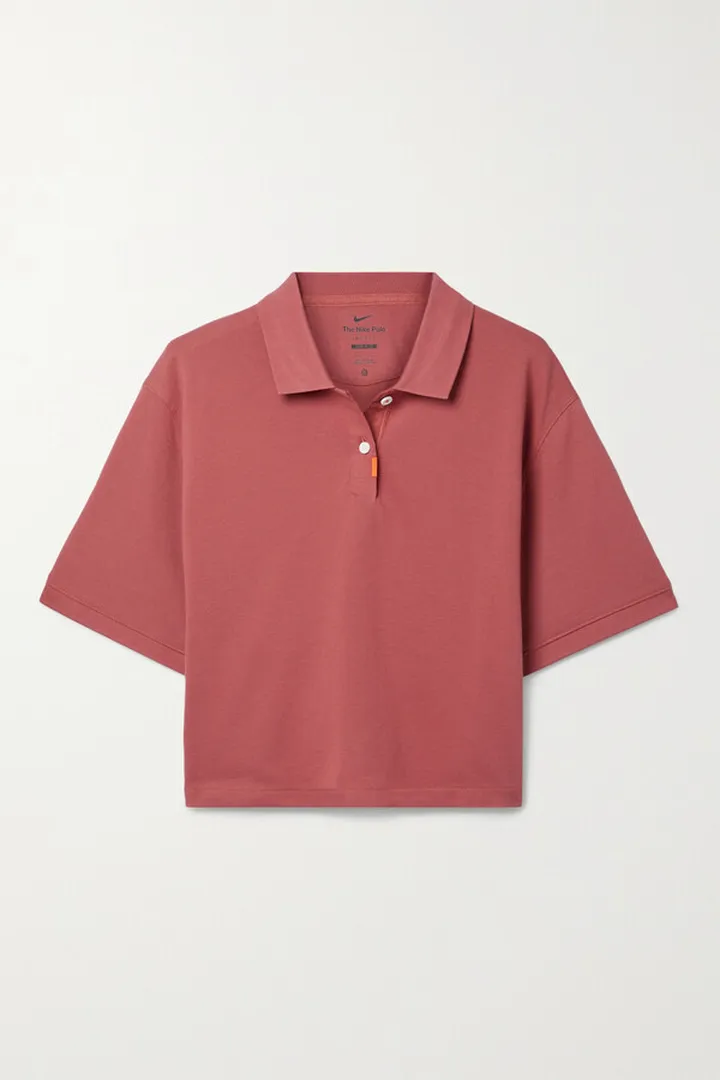 Nike - Cropped Dri-fit Cotton-blend Piqué Polo Shirt - Burgundy