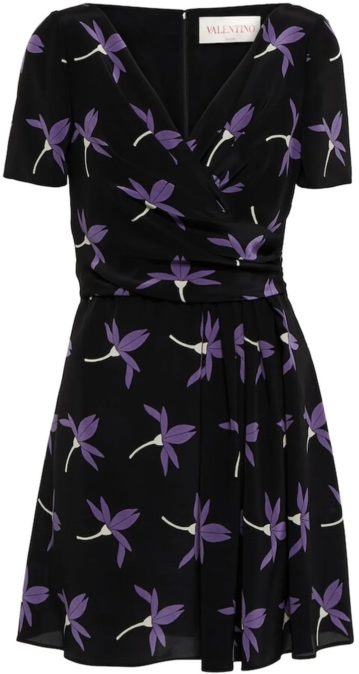 Floral silk crepe de chine minidress