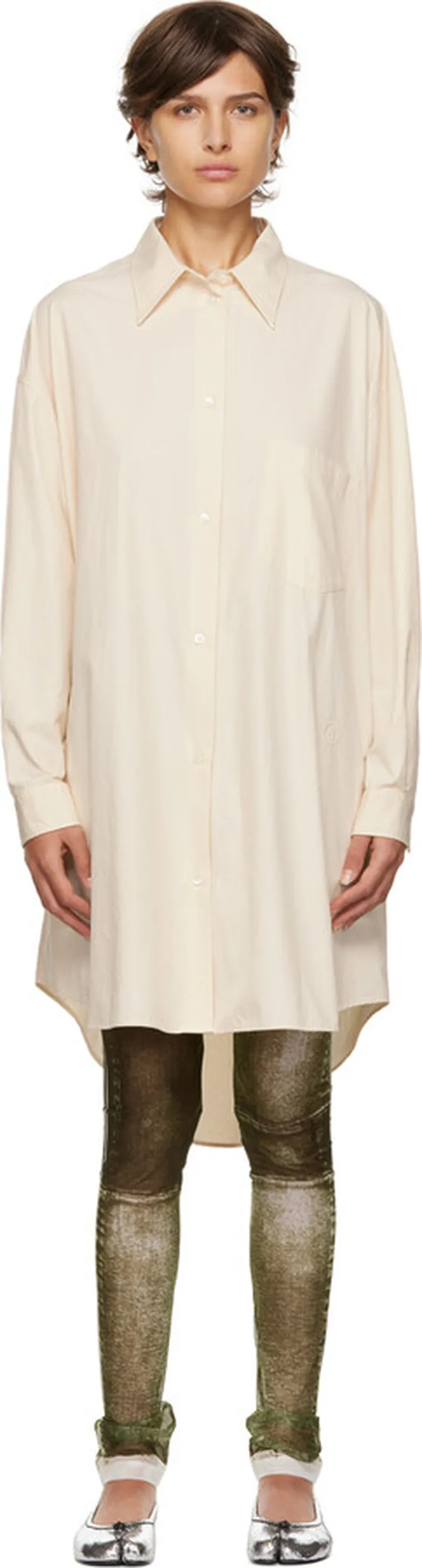 MM6 Maison Margiela Off-White Oversized Shirt Minidress