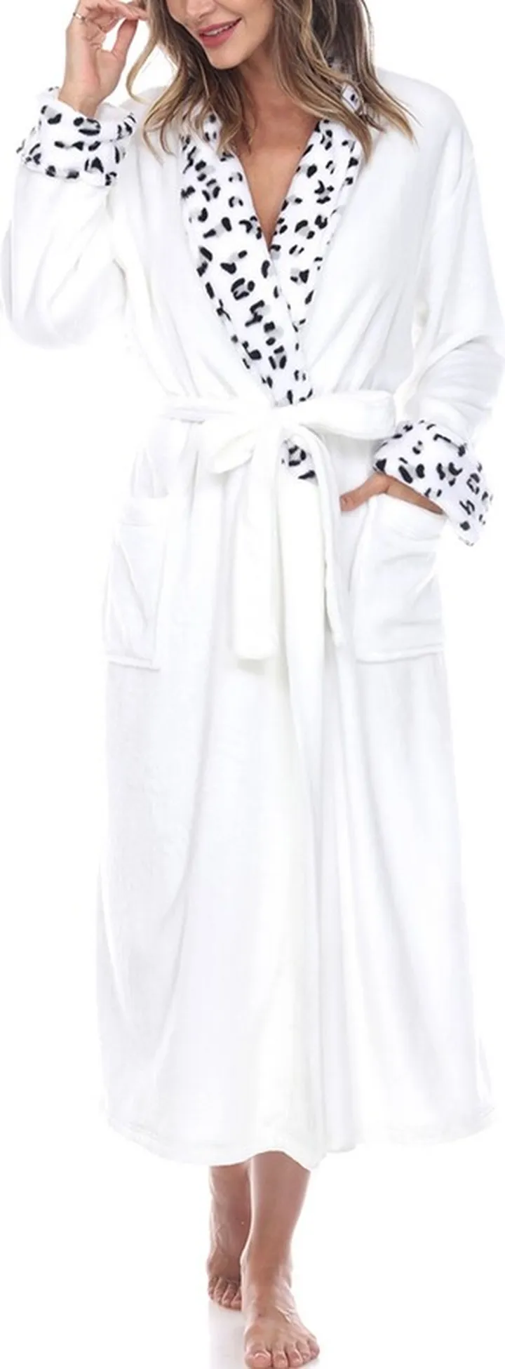 White Mark Women's Long Cozy Loungewear Belted Robe