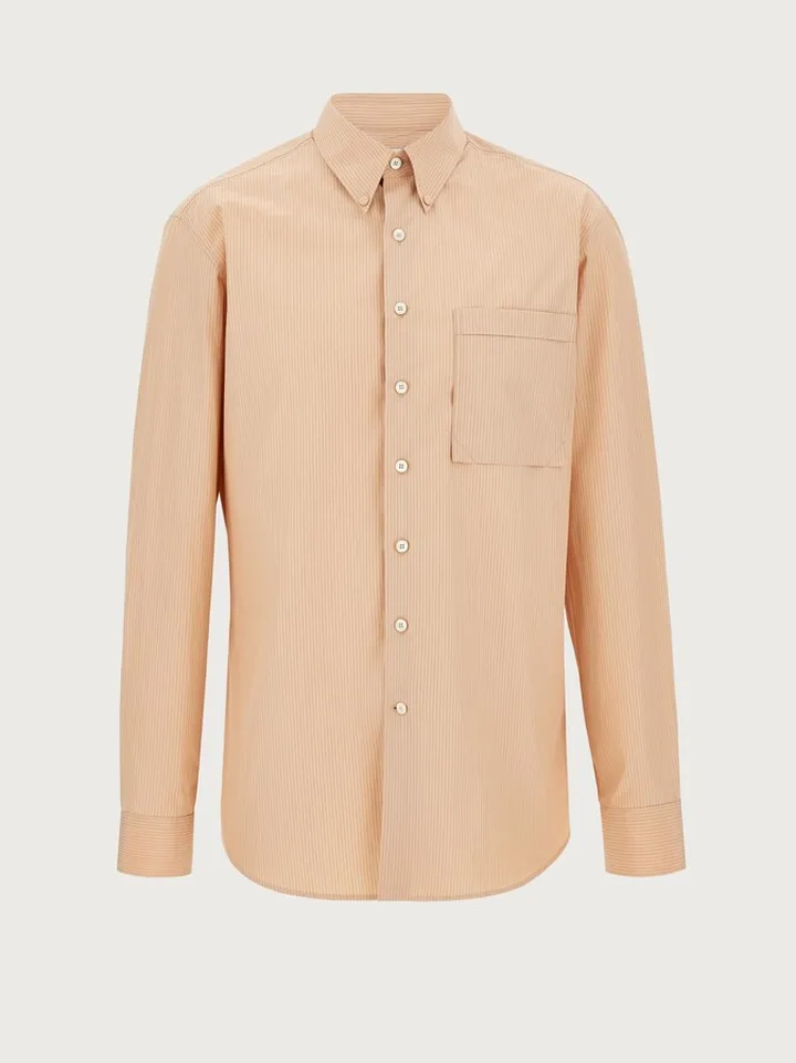 Ferragamo Men Button down shirt Beige