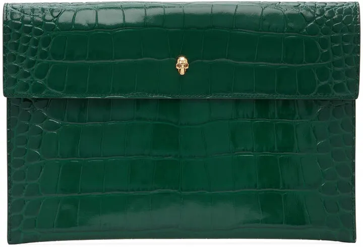 Alexander McQueen Green Skull Envelope Pouch