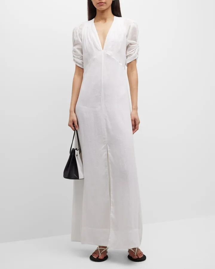 Shirred Sleeve Maxi Dress