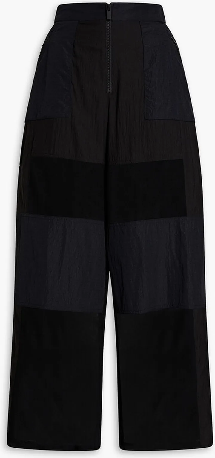Cropped mesh-paneled shell wide-leg pants