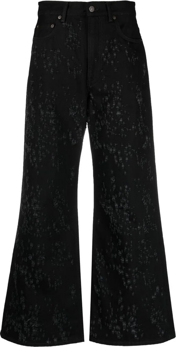 Distressed-Effect Wide-Leg Jeans