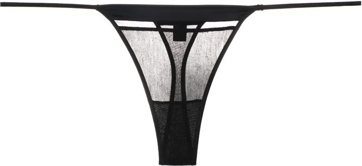 Black Sheer High Cut Thong