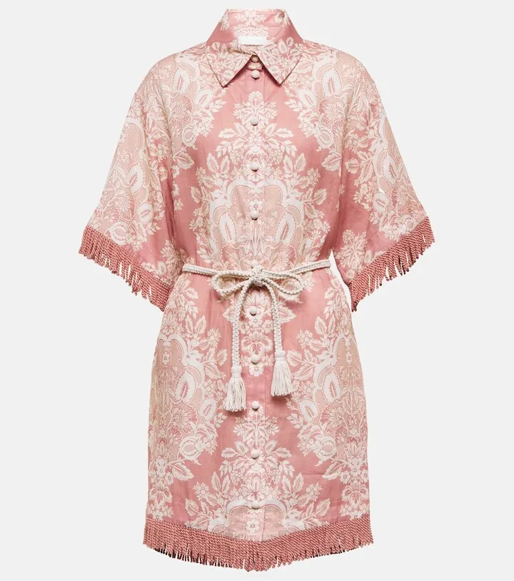 Pattie floral linen shirt dress