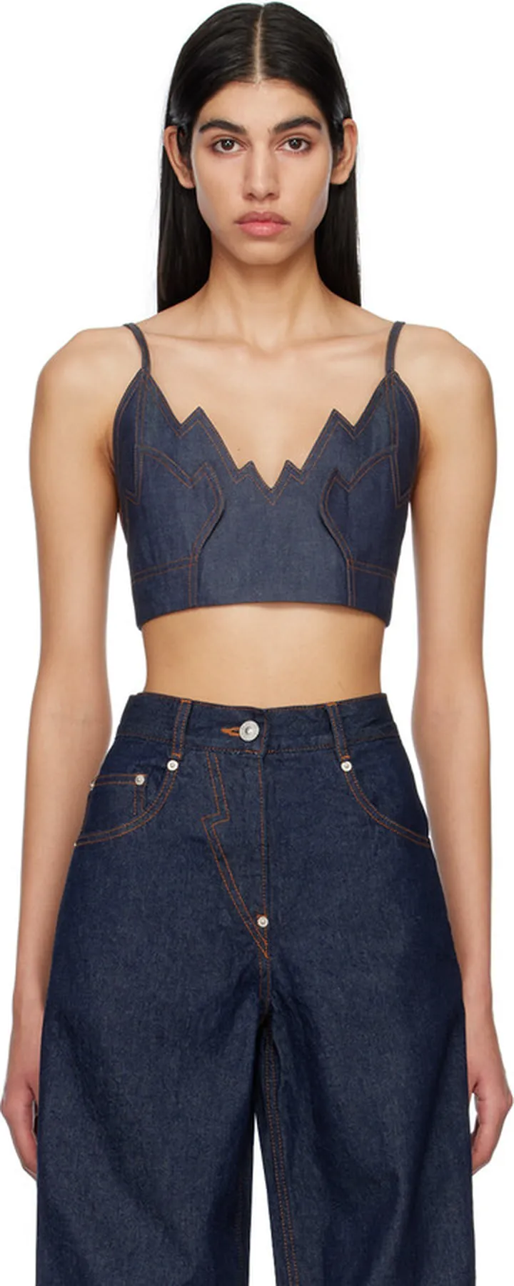 Pushbutton SSENSE Exclusive Indigo Flare Denim Camisole