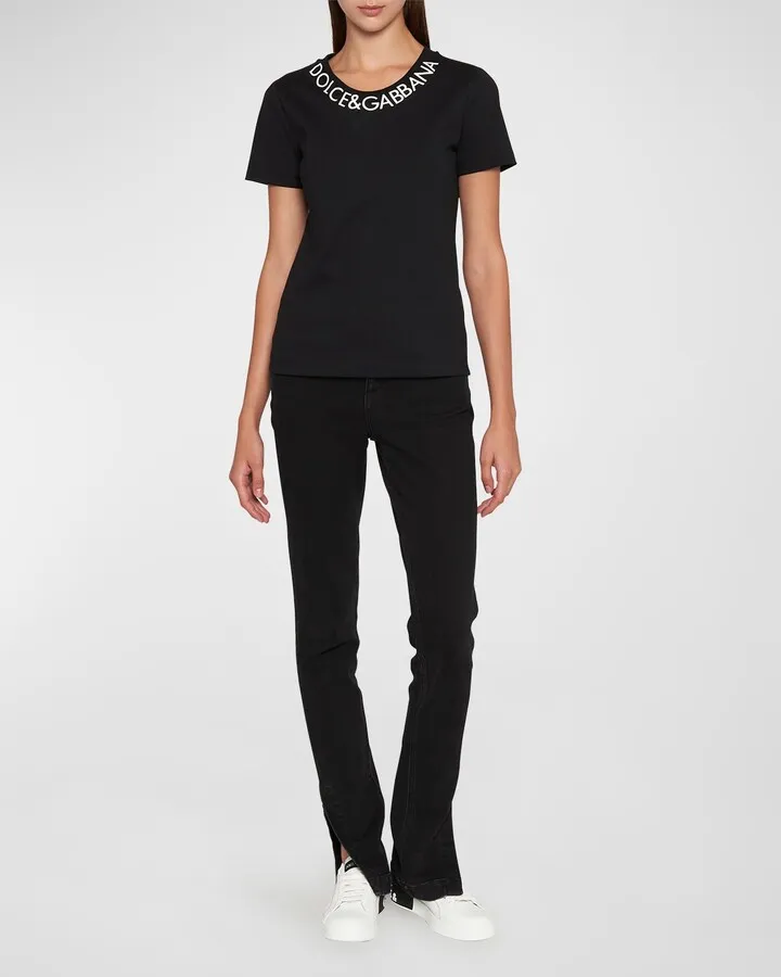 Logo-Print Neck Jersey T-Shirt