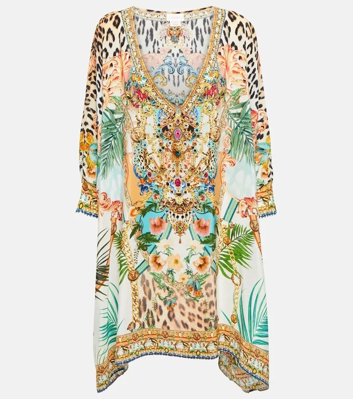 Embellished silk kaftan