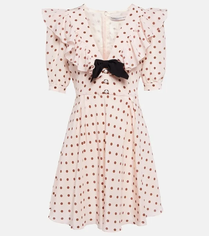 Polka-dot silk minidress