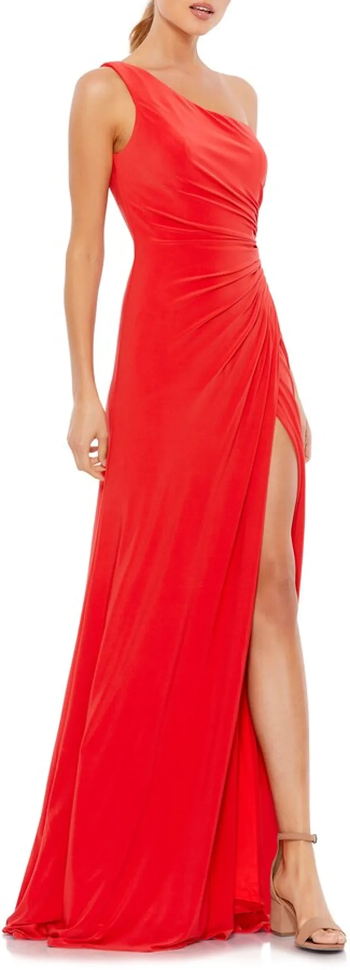 One-Shoulder Jersey A-Line Gown