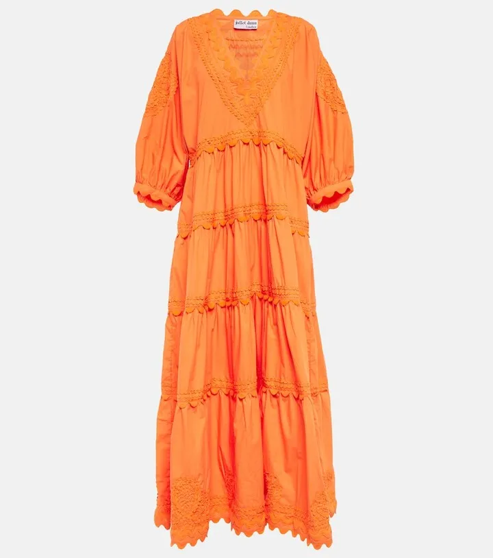 Embroidered cotton poplin maxi dress