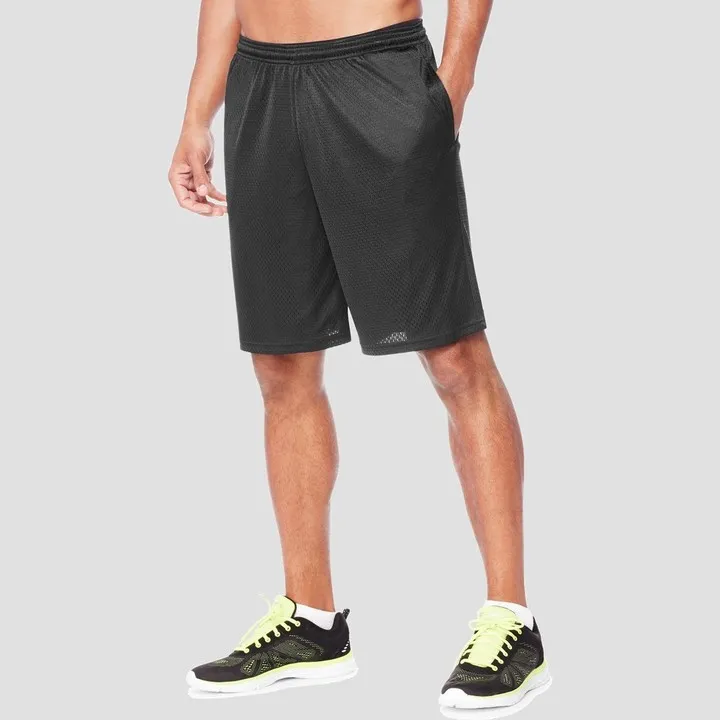 Hanes Sport Men's 9" Long Mesh Shorts - Black S