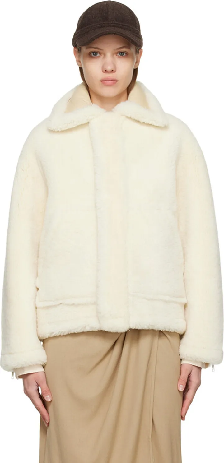 Jacquemus Off-White Le Papier 'Le Manteau Pastre' Shearling Coat