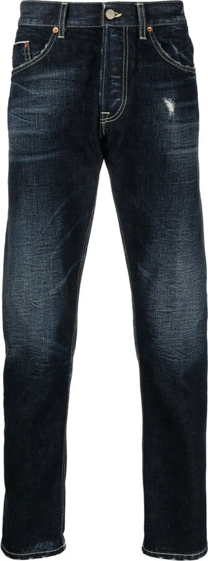 Distressed Slim-Cut Jeans