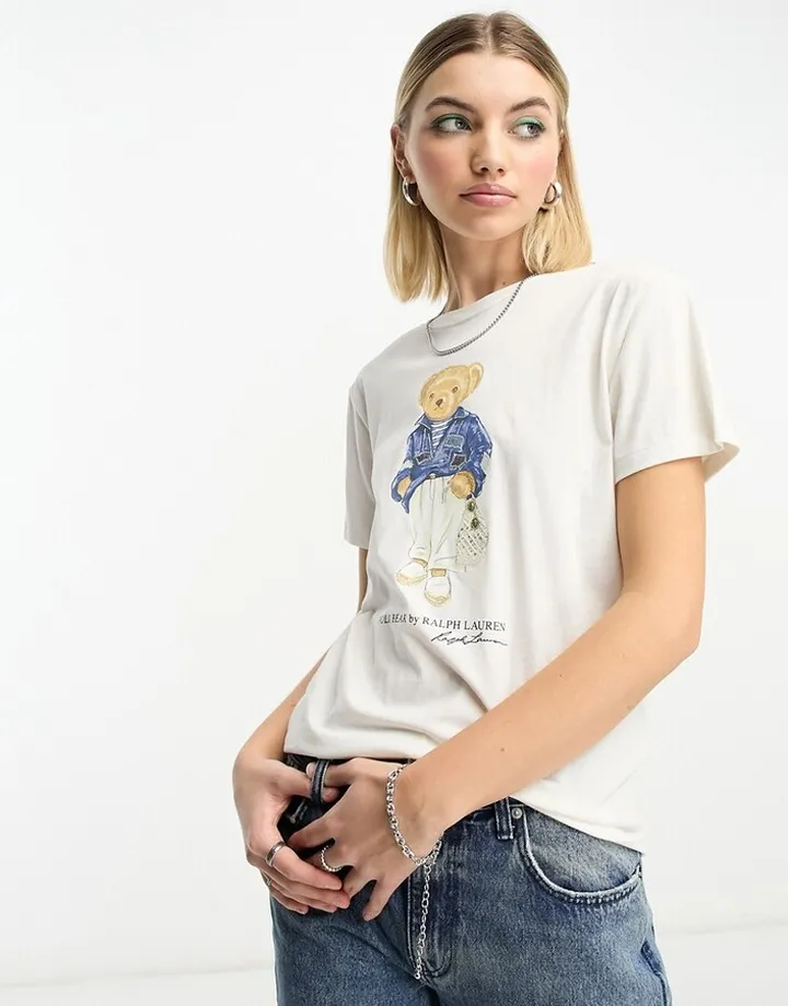 Polo Ralph Lauren bear print t-shirt in white