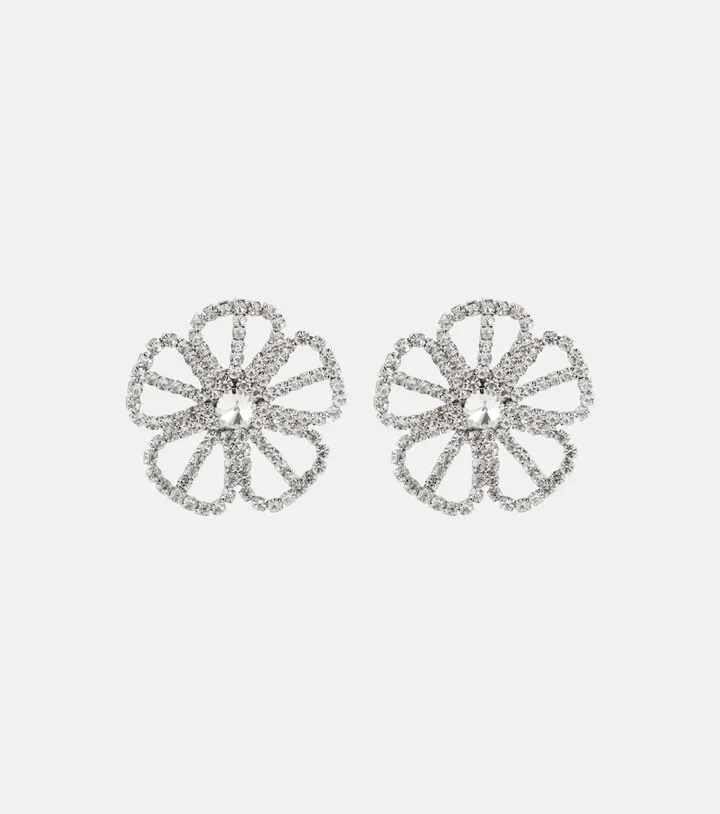Crystal-embellished flower earrings