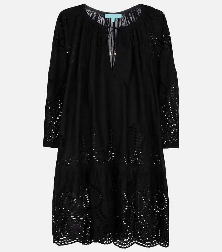 Ashley laser-cut cotton kaftan