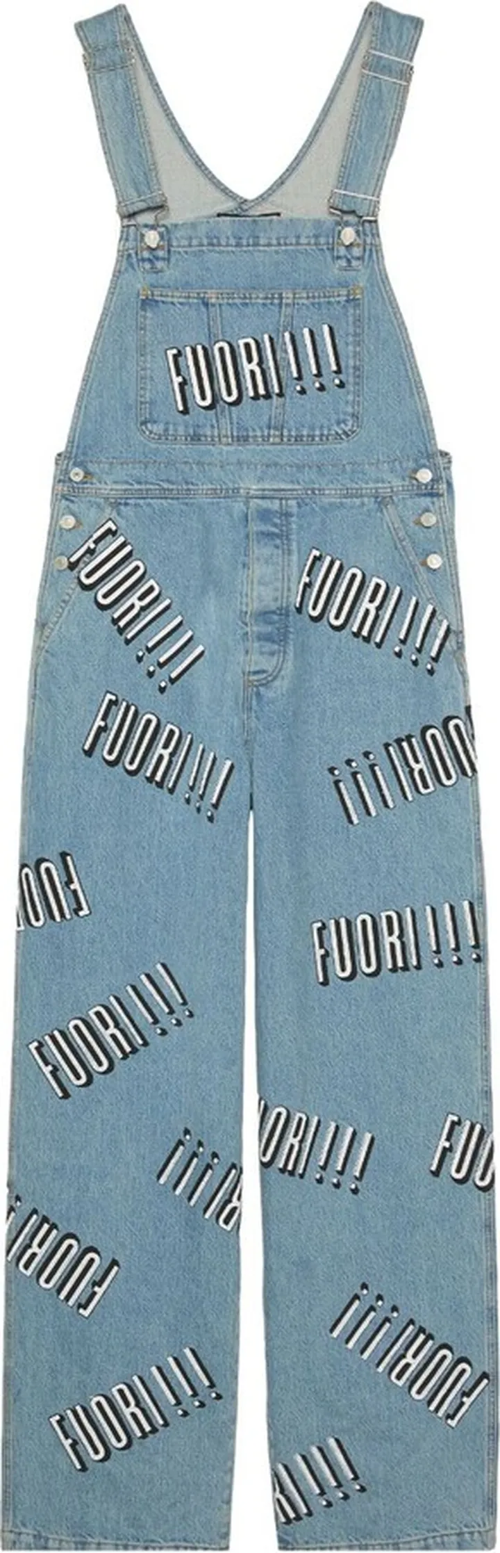Fuori slogan denim overalls