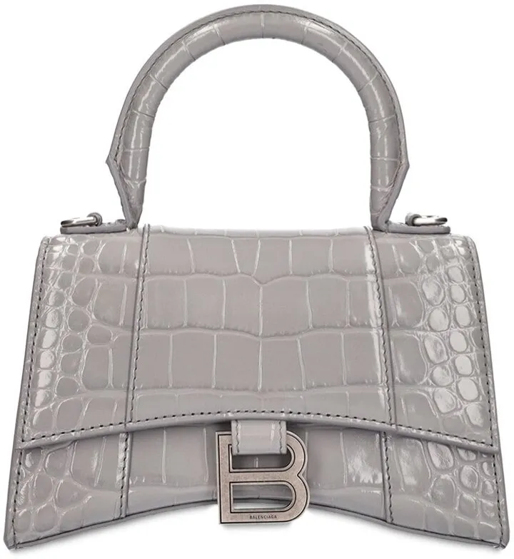 Croc embossed leather shoulder bag