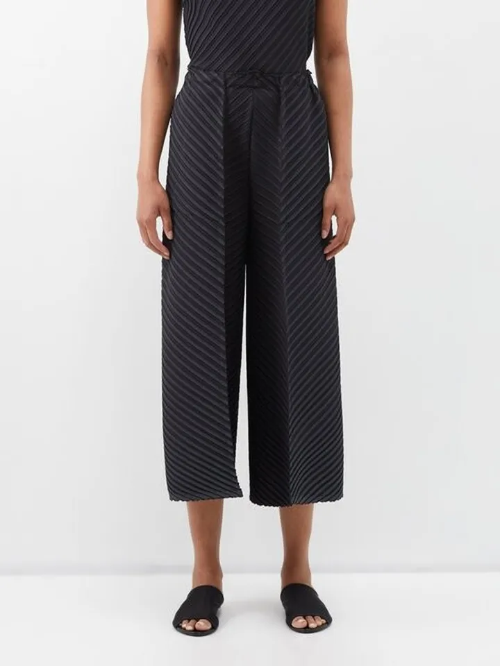 Technical-pleated Jersey Cropped Trousers