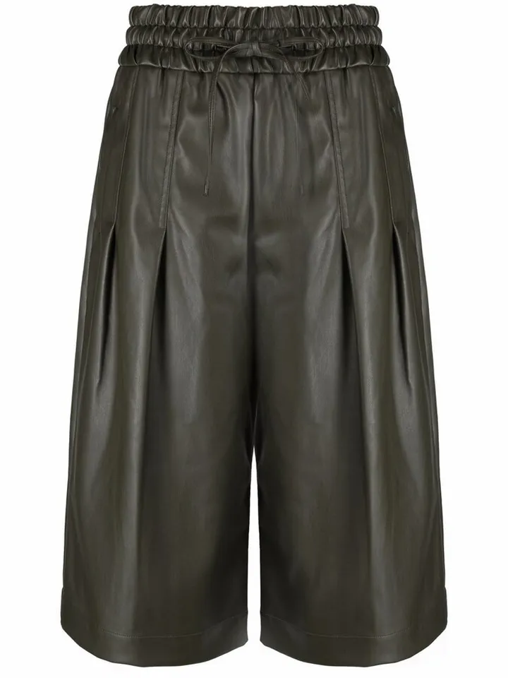 Vegan Leather Box-Pleat Culottes