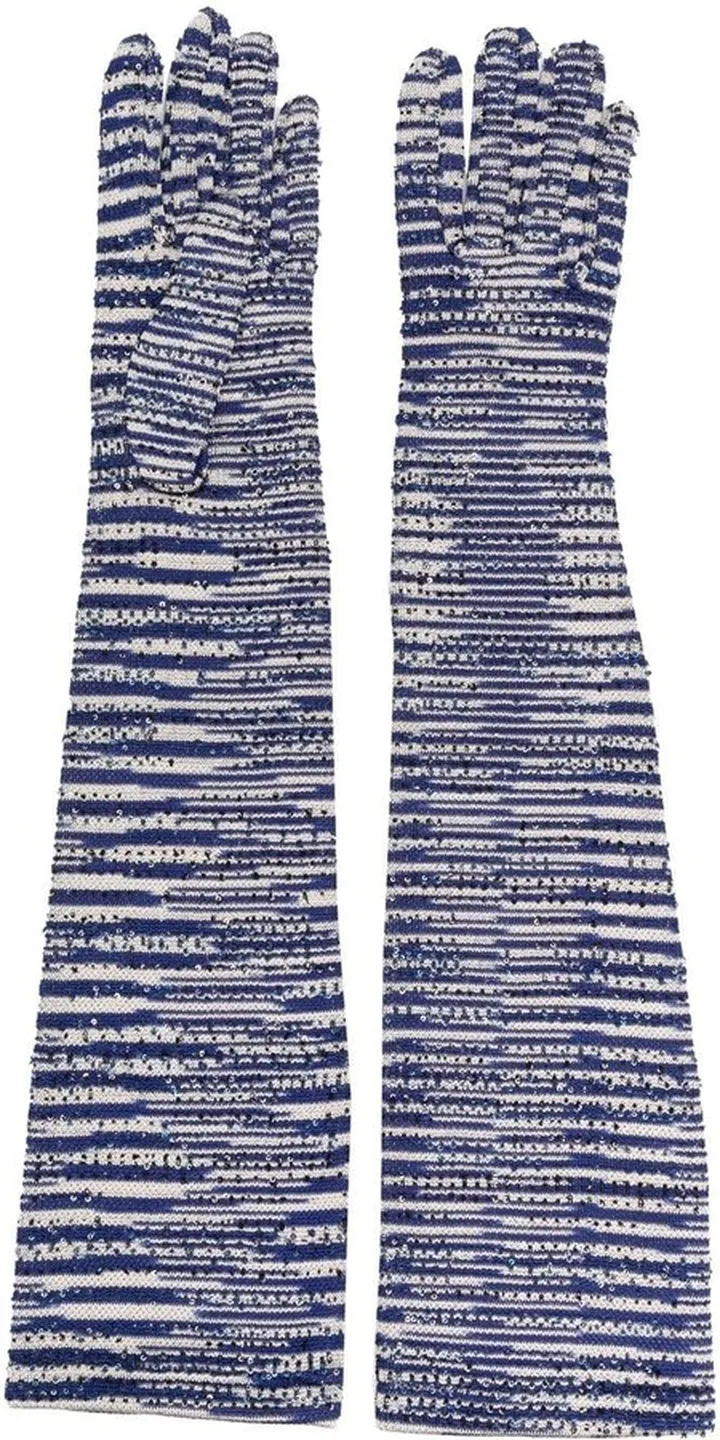 Striped Knitted Long Gloves