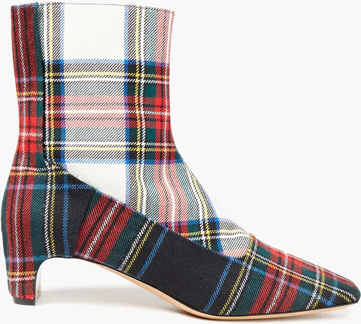 Checked twill ankle boots