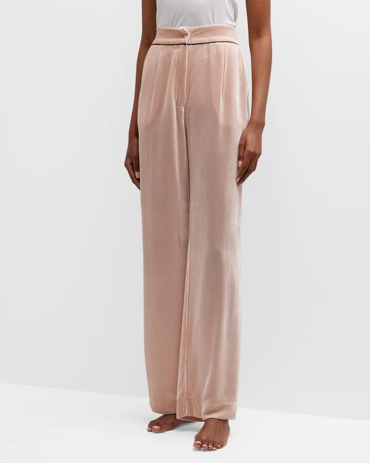 High-Rise Wide-Leg Velvet Pants