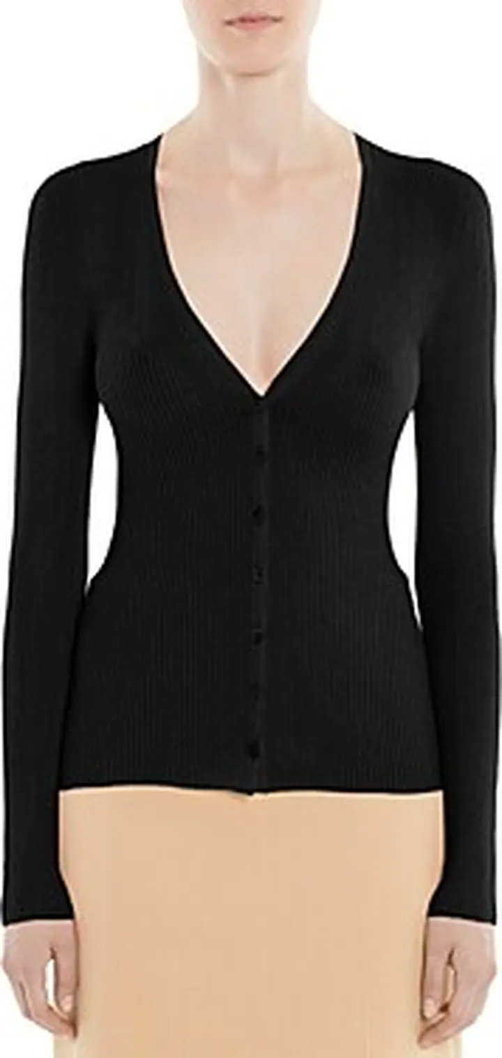 Lanvin Ribbed V-Neck Cardigan