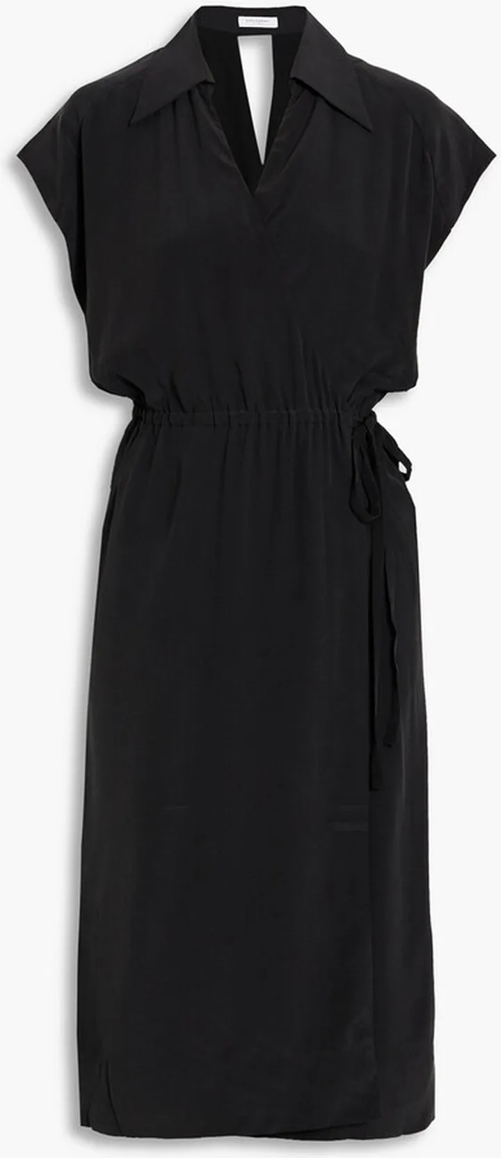 Karina washed-silk midi wrap dress